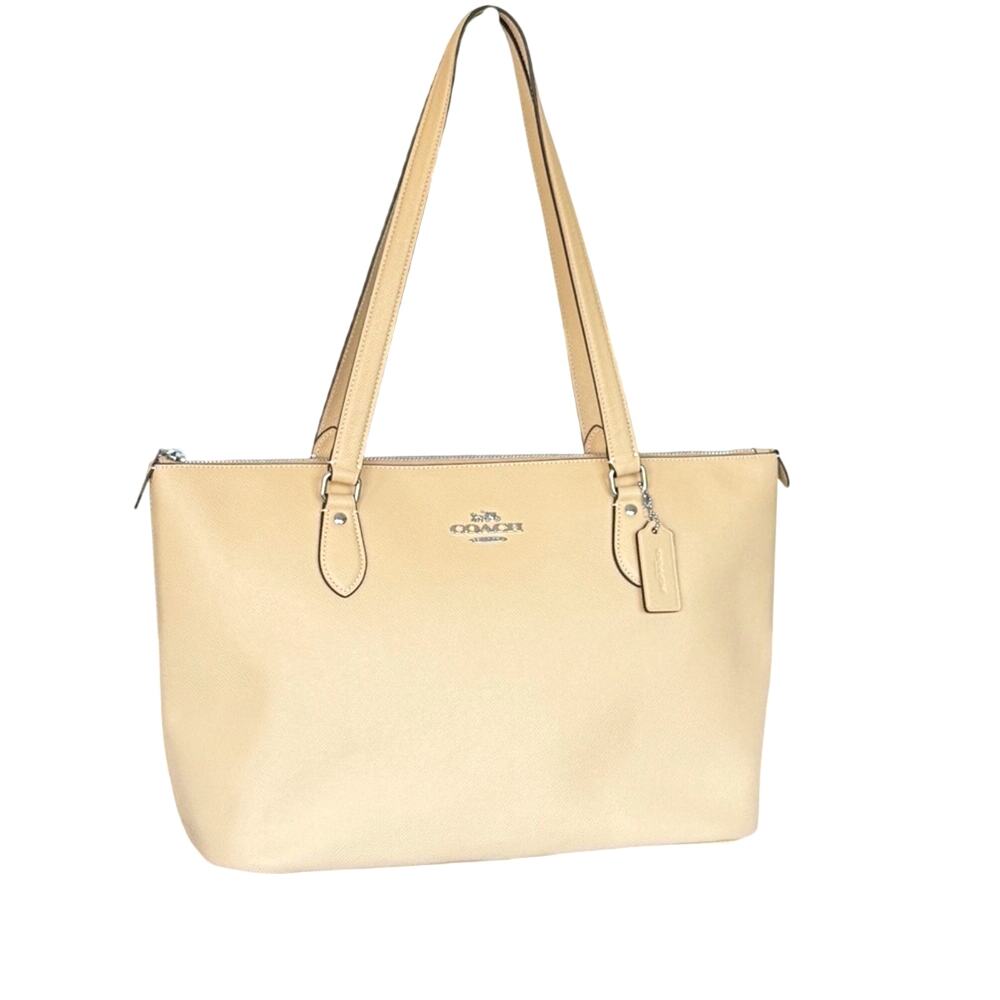 Coach Gallery Tote Butter Yellow Crossgrain Leather Shoulder Bag - Picture 2 of 14